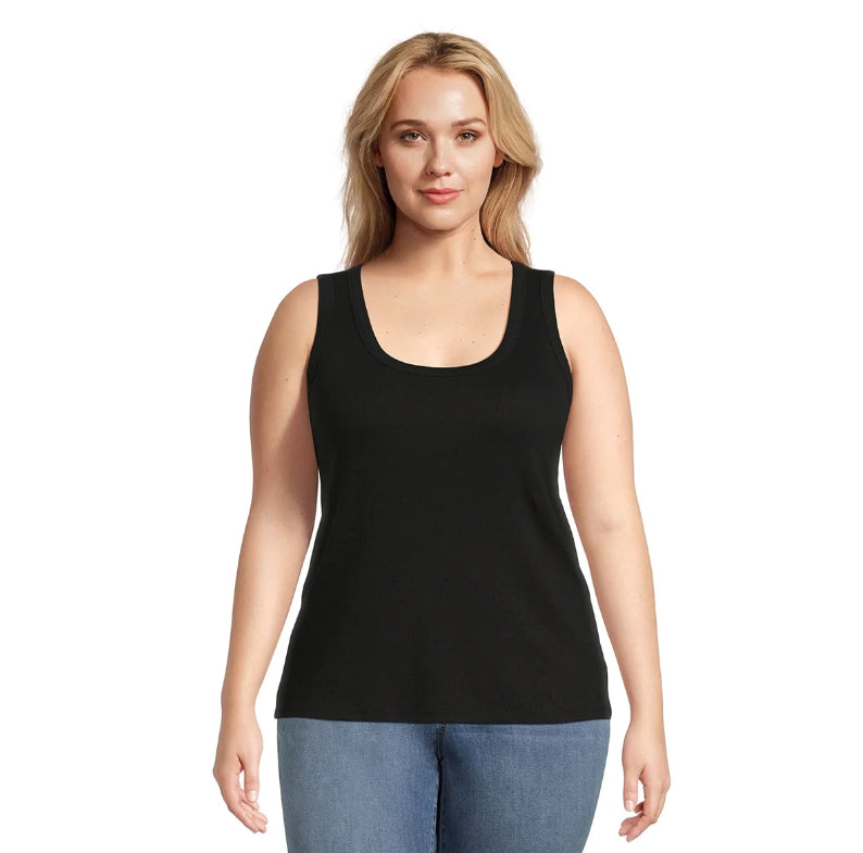 Terra & Sky Women’s Black Ribbed Tank Top (2-Pack)