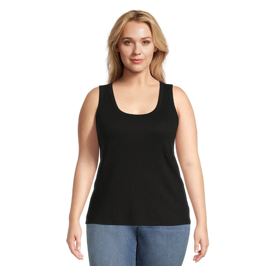 Terra & Sky Women’s Black Ribbed Tank Top (2-Pack)