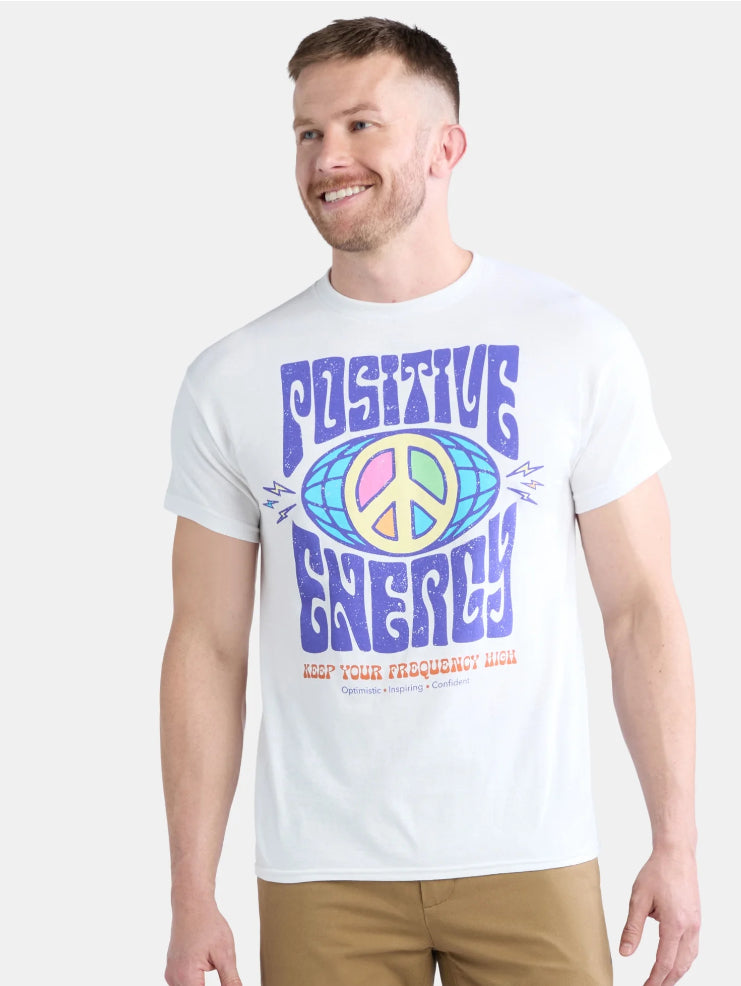 Men's and Big Men's Positive Energy Cotton Graphic Tee.