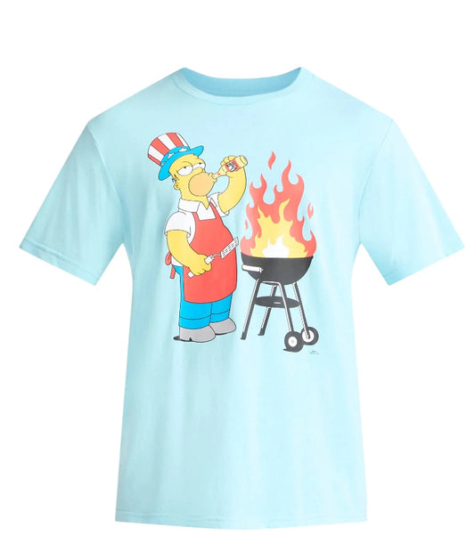 Simpons, Men's & Big Men's, Graphic Tee Shirt, Homer Griller Patriotic Americana July 4th.