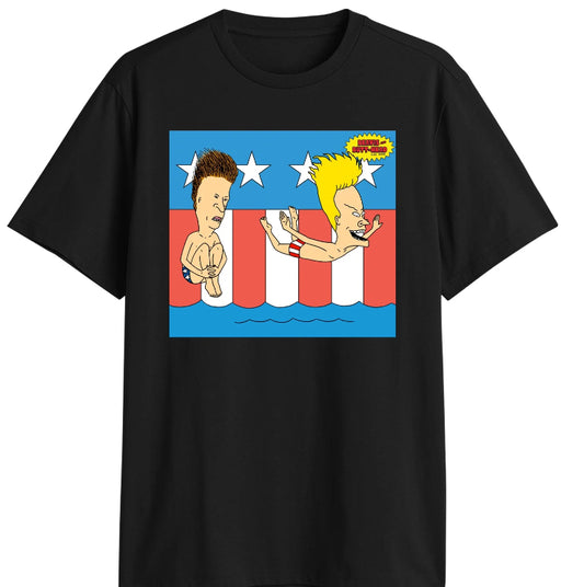 Beavis & Butthead, Men's & Big Men's Graphic Tee Shirt, 'Merica Patriotic Americana July 4th.