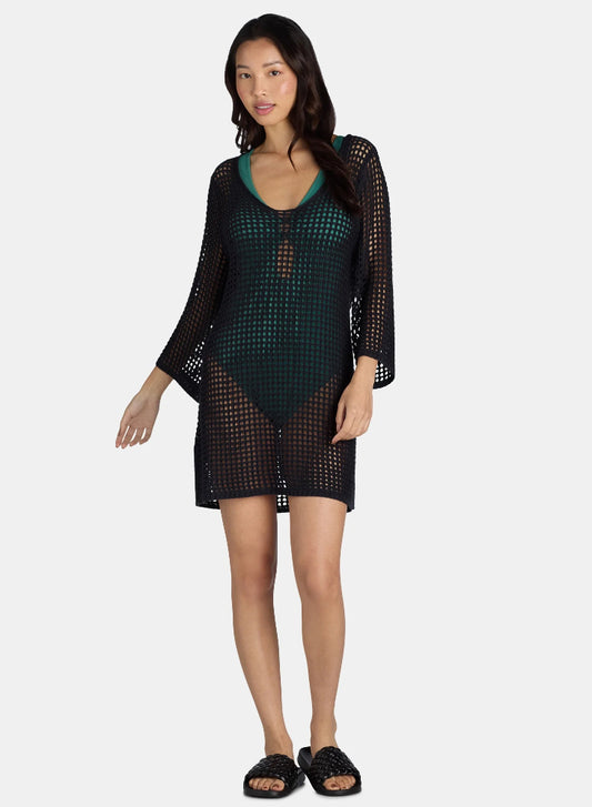Time and Tru Crochet Cover-Up Dress – Black