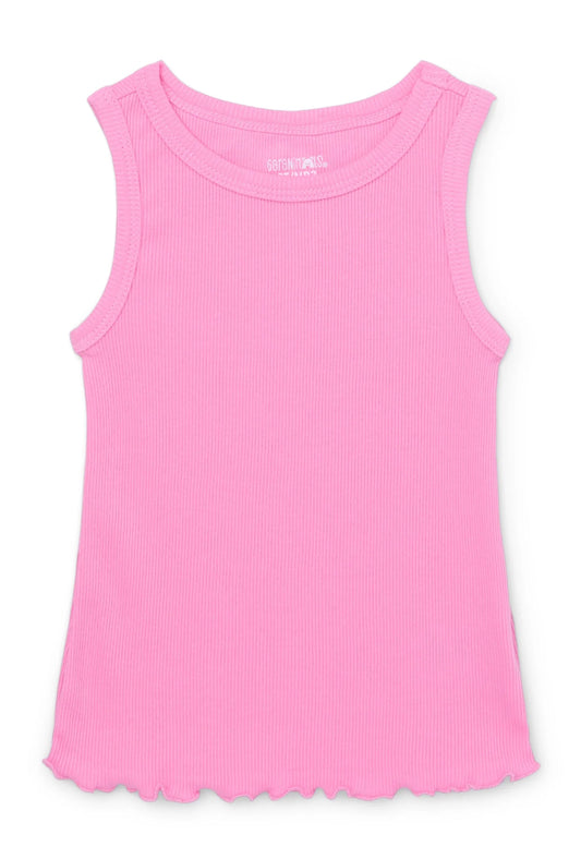 Garanimals Toddler Girl Solid Rib Tank with Lettuce Hem.