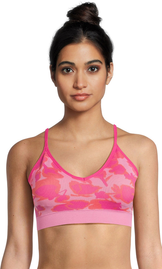 Floral V-Neck Bralette – Petal Pink Jacquard