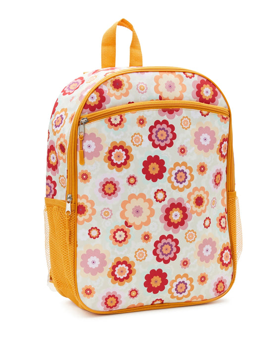 Wonder Nation Kids 16" Laptop Backpack, Hippie Floral Ochre Harvest