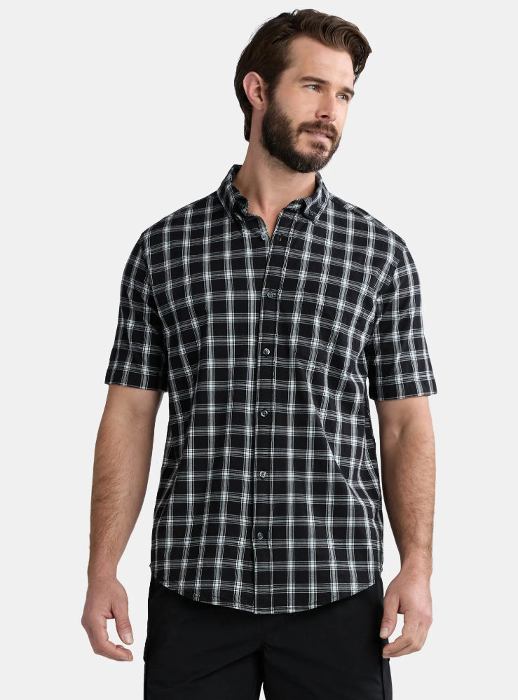 George Men's & Big Men's Button-Up Poplin Shirt with Short Sleeves.