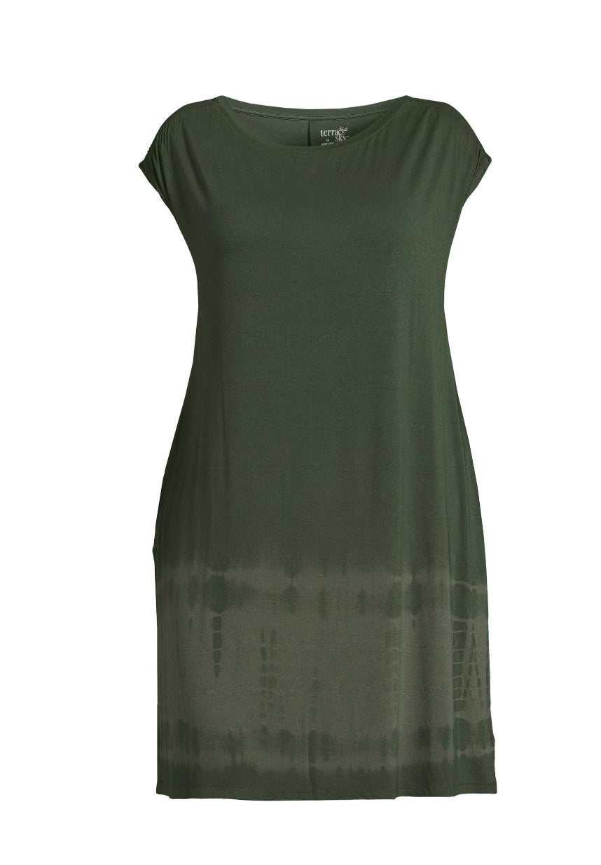 Terra & Sky Women’s Plus Size Knit Dress – Dark Aloe