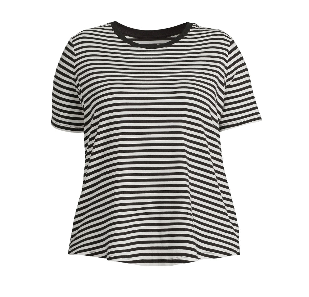 Terra & Sky Women’s Core Crew Tee – Thin Stripe