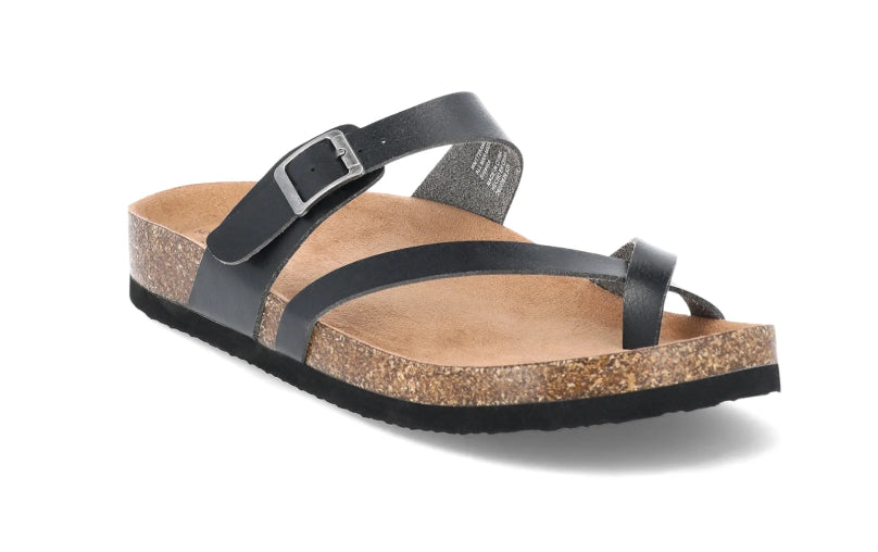 Time and Tru Women's Asymmetric Strap Footbed Sandals, Wide Width Available