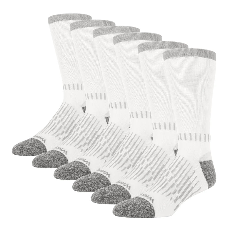 Wrangler Men's Ultimate Durable Work Socks, Crew Socks for Men, White, 6 Pack