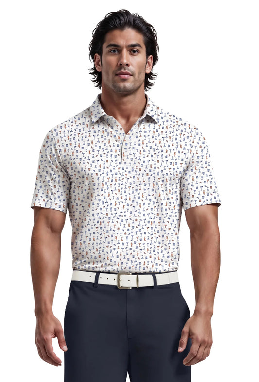 Ben Hogan Men's & Big Men's Conversational Drink Golf Polo Shirt.