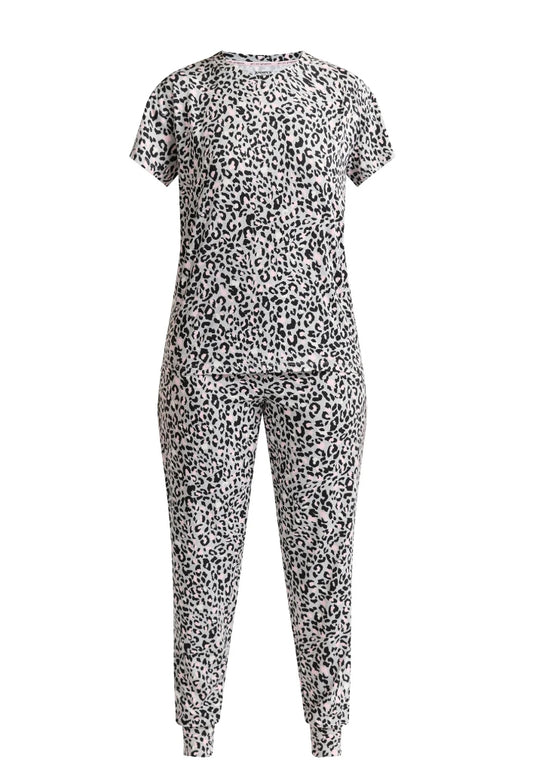 Joyspun Women's and Women’s Plus Sleep Tee and Joggers Pajama Set, 2-Piece.