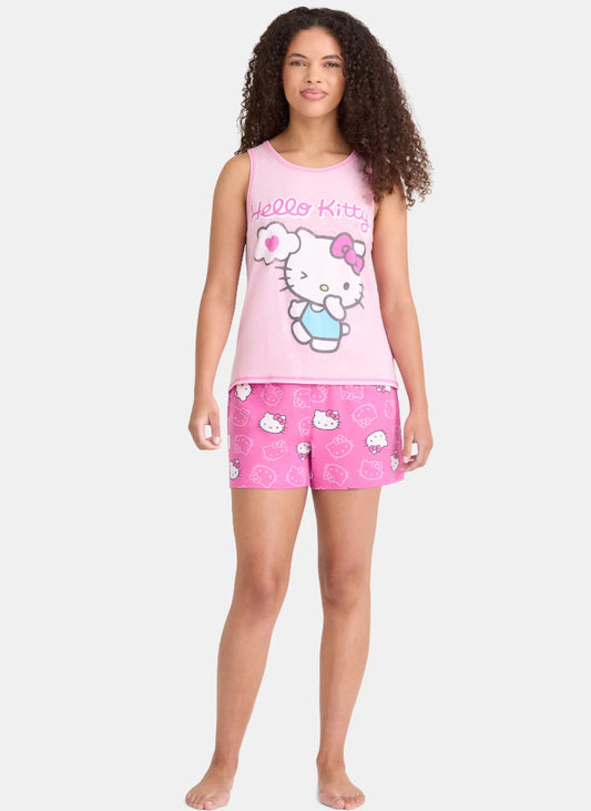 Hello Kitty Women's Tank Top and Shorts Pajama Set, 2-Piece.