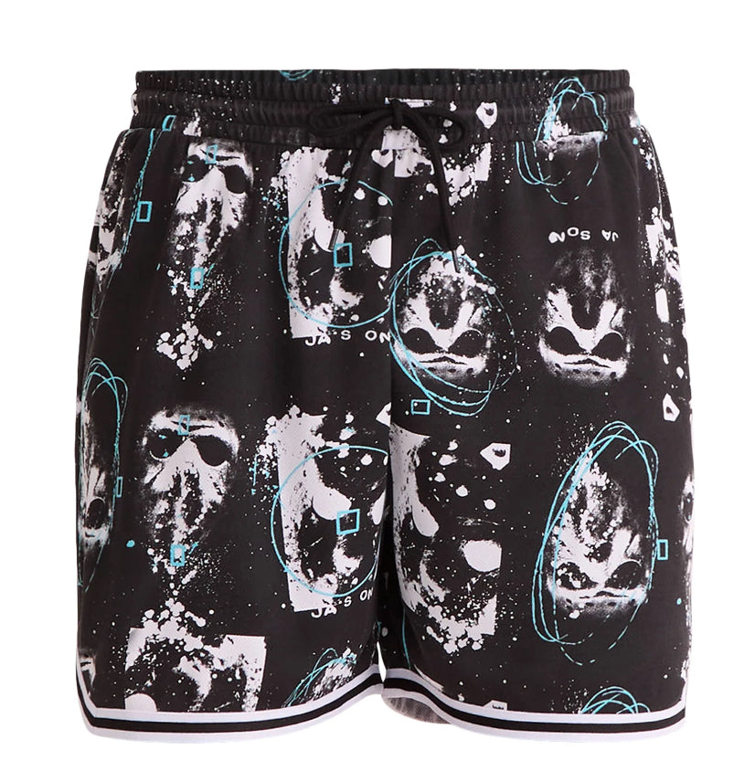 Friday the 13th Men's and Big Men's Jason Voorhees Graphic Mesh Shorts.