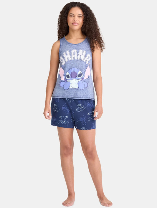 Disney Stitch Women's Tank Top and Shorts Pajama Set, 2-Piece.