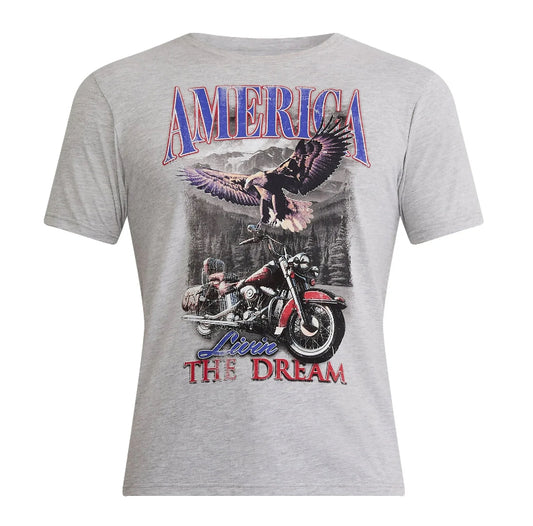 Men’s and Big Men's 4th of July USA Motorcycle Americana Graphic Tee Shirt by Way to Celebrate.