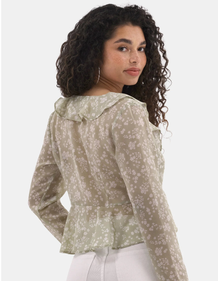 No Boundaries Ruffle Woven Top, Women's