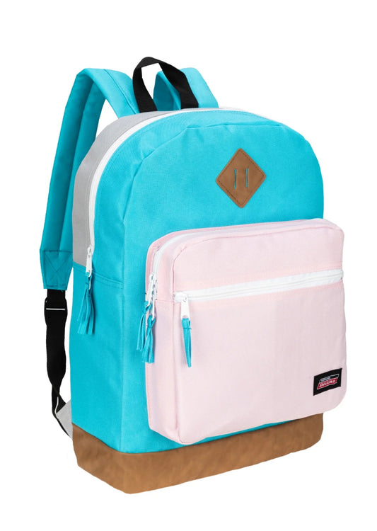 Genuine Dickies Unisex Varsity 17" Laptop Backpack Light Blue Pink Color Block