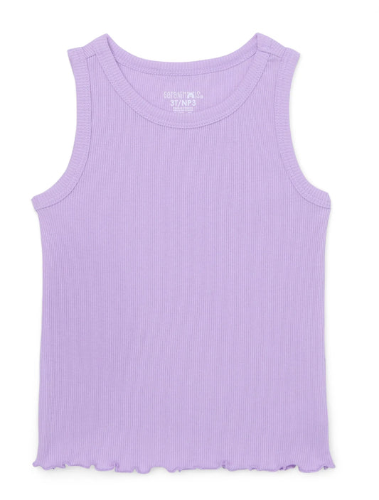 Garanimals Toddler Girl Solid Rib Tank with Lettuce Hem.