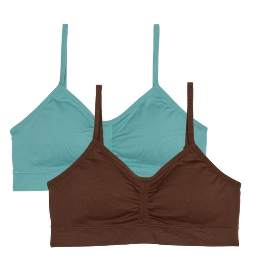 Wonder Nation Girls' Seamless Ruched Recycled Bra, 2-Pack