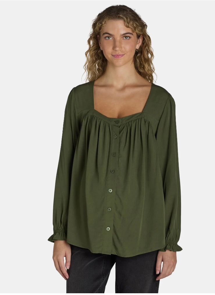 Time and Tru Maternity Square Neck Top — Sea Turtle Green