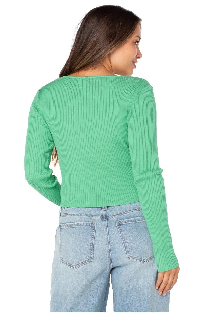 Celebrity Pink Long Sleeve Sweetheart Rib Top.