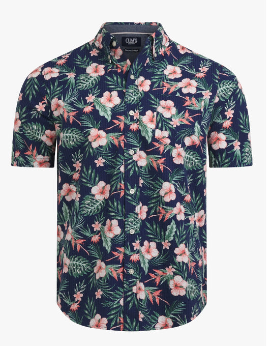 Chaps Men's Short Sleeve Seersucker Woven Shirt.