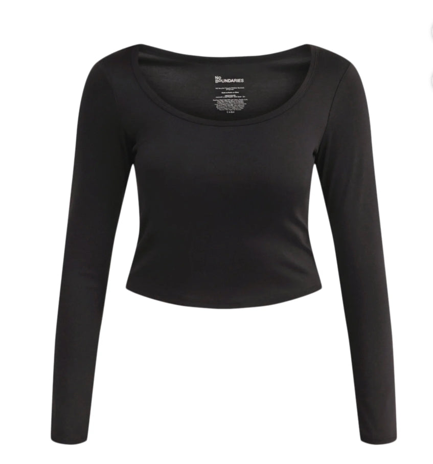 No Boundaries Scoop Neck Top with Long Sleeves.