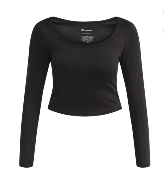 No Boundaries Scoop Neck Top with Long Sleeves.
