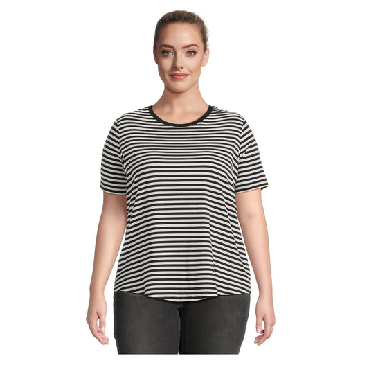 Terra & Sky Women’s Core Crew Tee – Thin Stripe