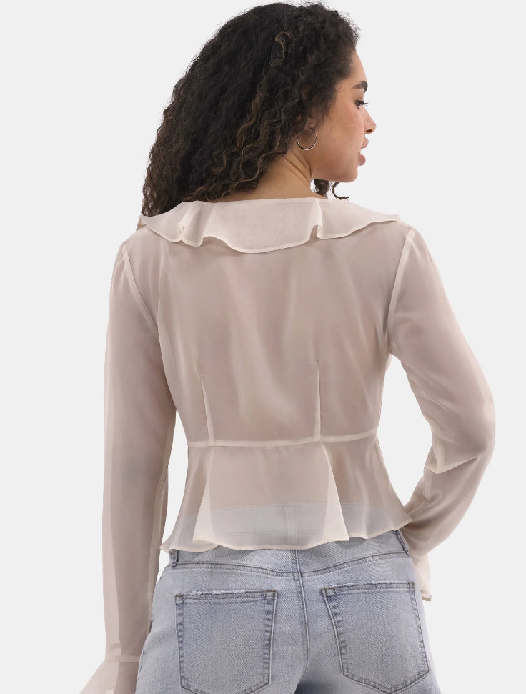 No Boundaries Ruffle Woven Top, Women's