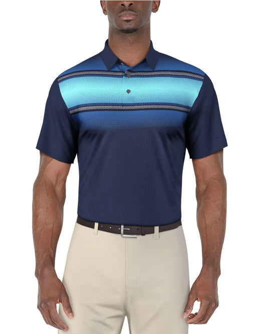 Ben Hogan Men's and Big Men’s Digital Ombre Chest Print Short Sleeve Golf Polo Shirt.