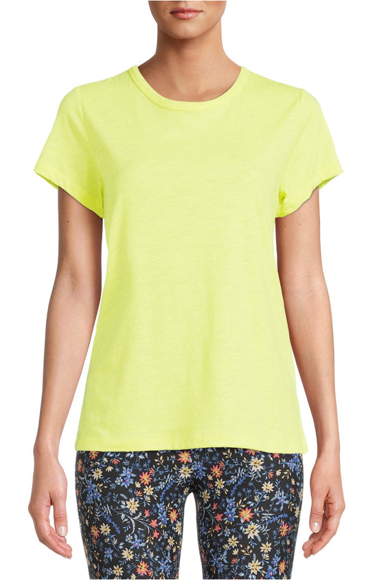 Time and Tru Women's Crewneck Slub Tee with Short Sleeves