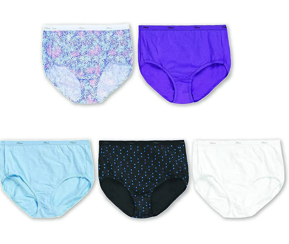 New 5 Pack Women's Hanes Cool Comfort Cotton Briefs Multicolor NEW