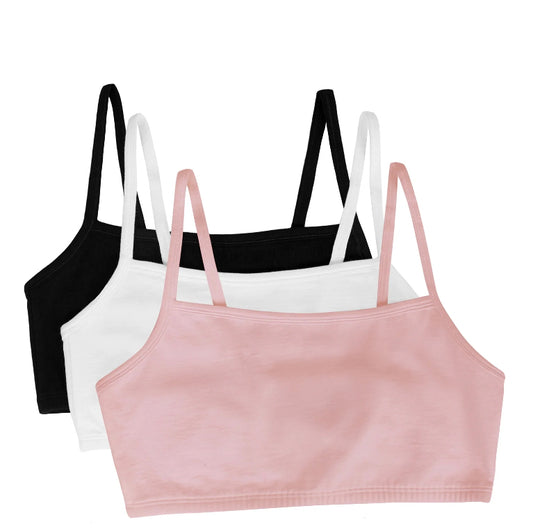 Fruit of the Loom Women's Spaghetti Strap Cotton Sports Bra, 3-Pack.