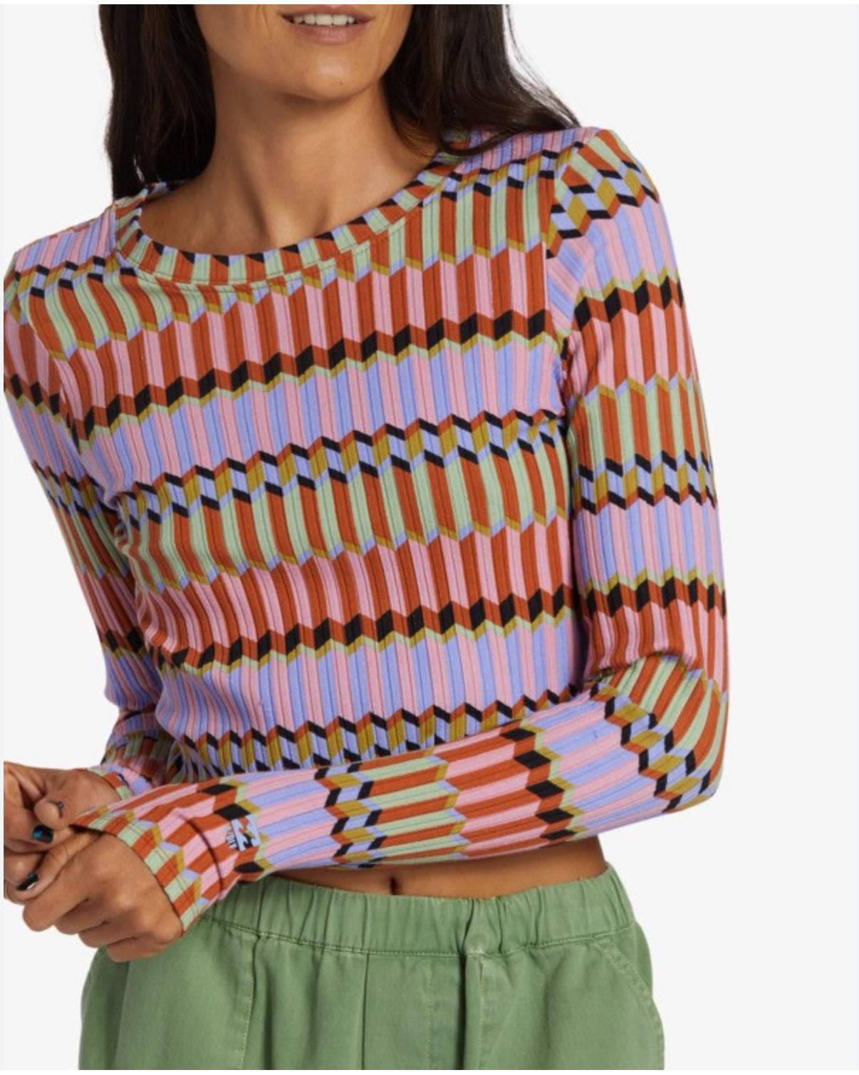 Billabong “Don’t Sweat It” Striped Ribbed Top