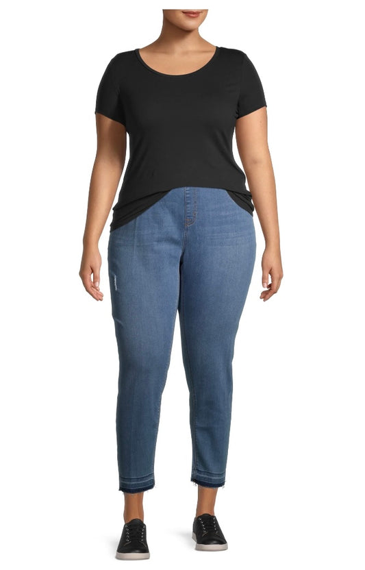 Terra & Sky Women's Plus Size Unhemmed Jeggings