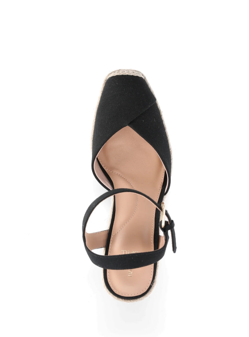 Time and Tru Women's Square Toe Espadrille Wedge Sandals