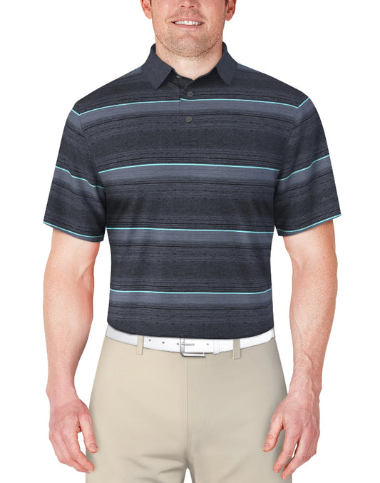 Ben Hogan Men's and Big Men’s Texture Stripe Short Sleeve Golf Polo Shirt.