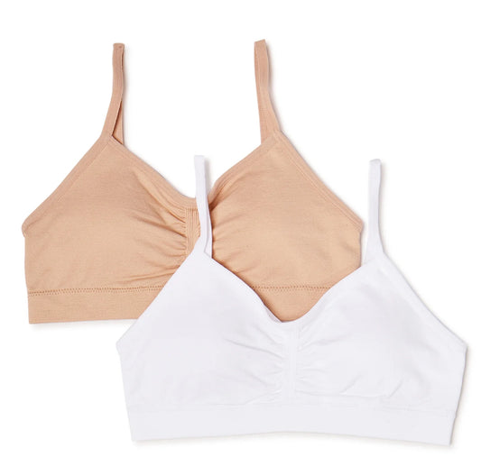 Wonder Nation Girls' Ruched Bra, 2 Pack