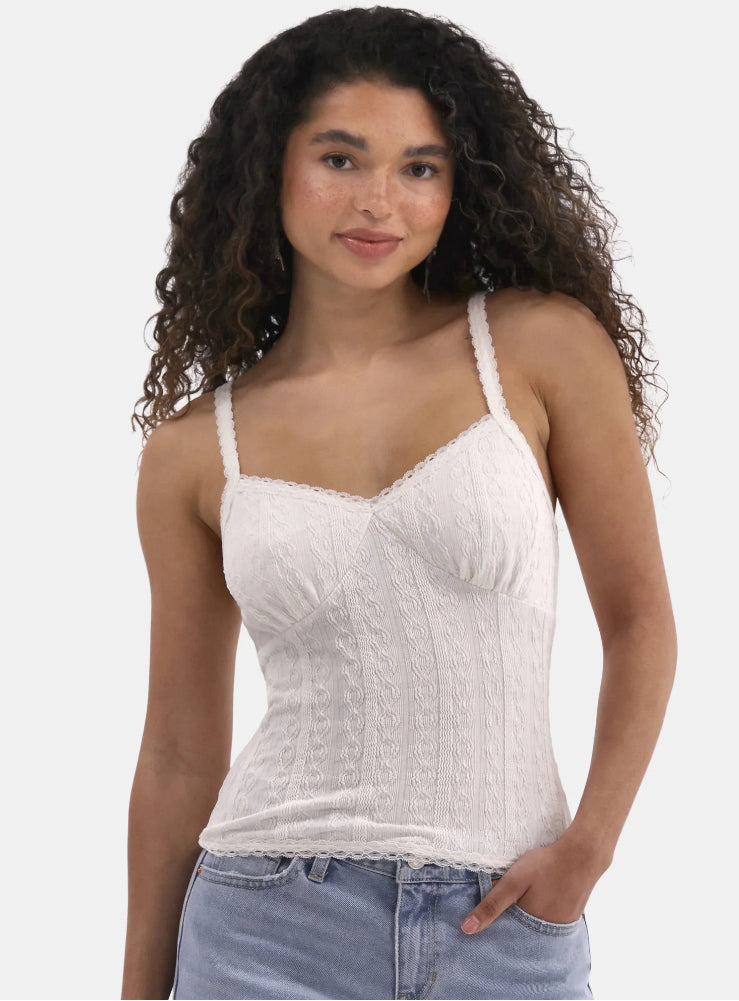 No Boundaries Lace Trim Cami Top, Women's