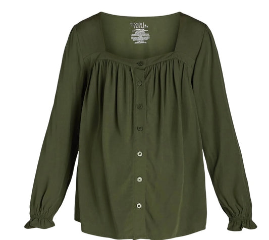 Time and Tru Maternity Square Neck Top — Sea Turtle Green