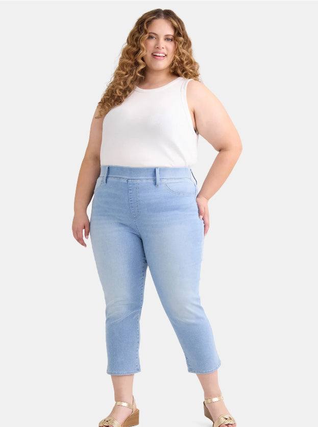 Terra & Sky Women's Plus Size High Rise Capri Jeggings