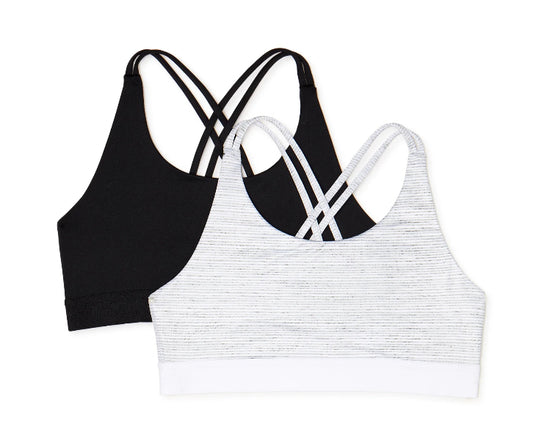 Athletic Works Girls Sports Bra, 2 Pack