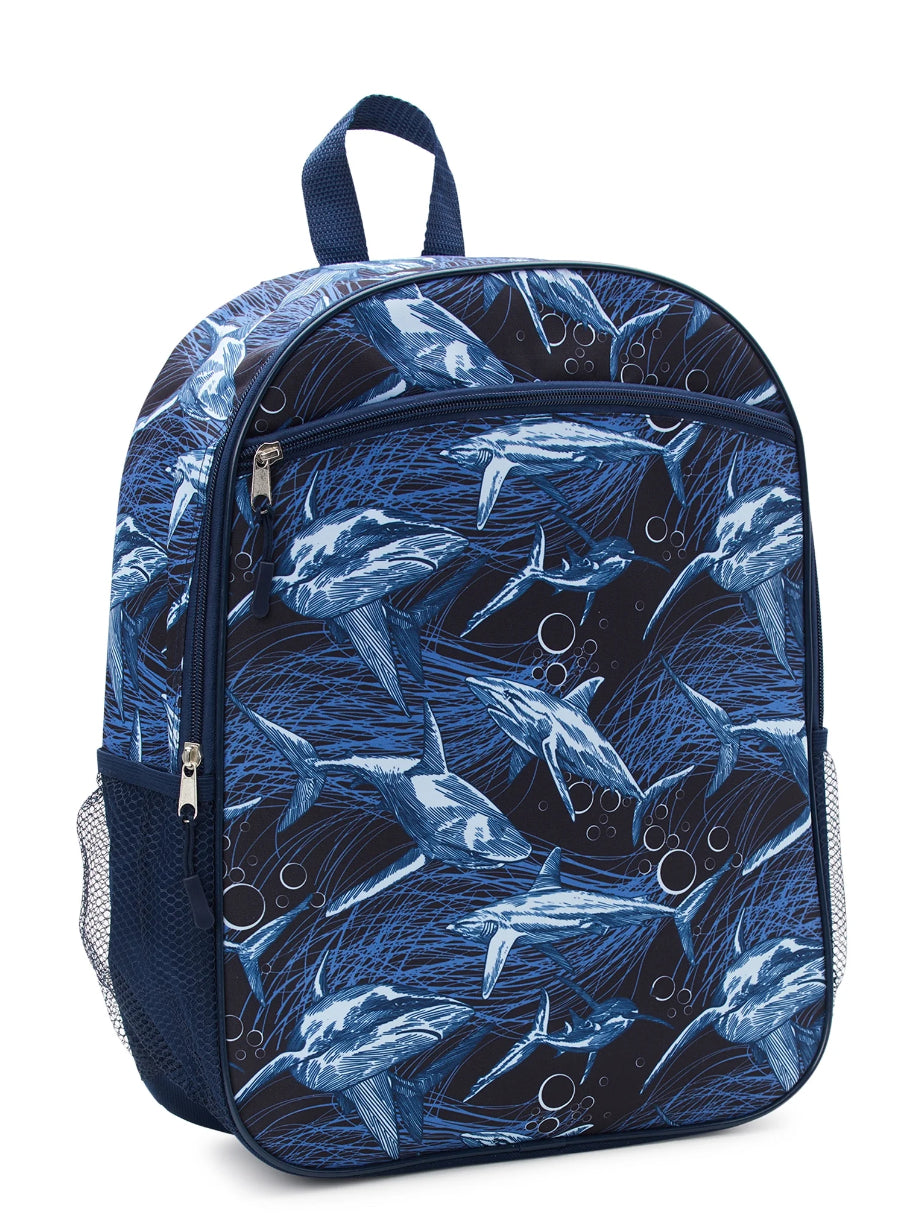 Wonder Nation Kids 16" Laptop Backpack, Blue Cove Shark