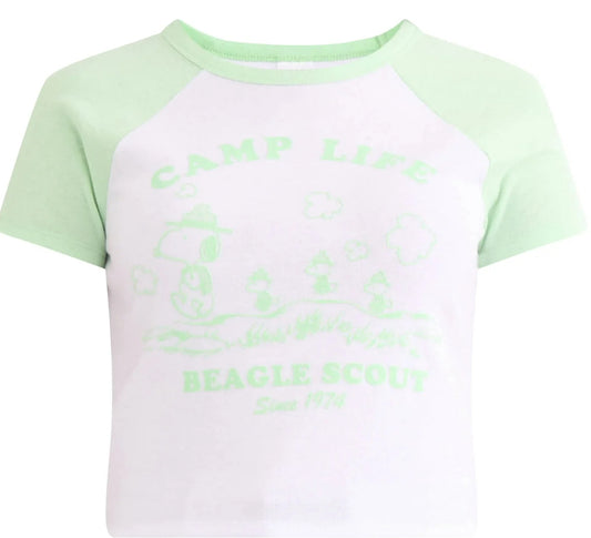 Peanuts Camp Life Green Combo Graphic Tee
