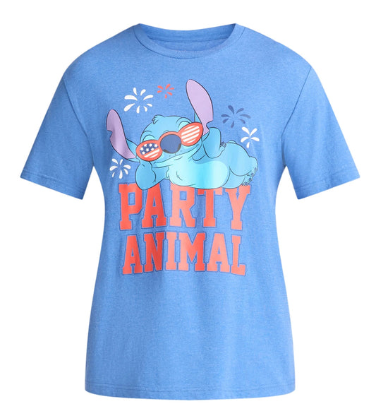 Lilo & Stitch, Men's & Big Men's Graphic T-Shirt, Patriotic Americana July 4th Party Animal.
