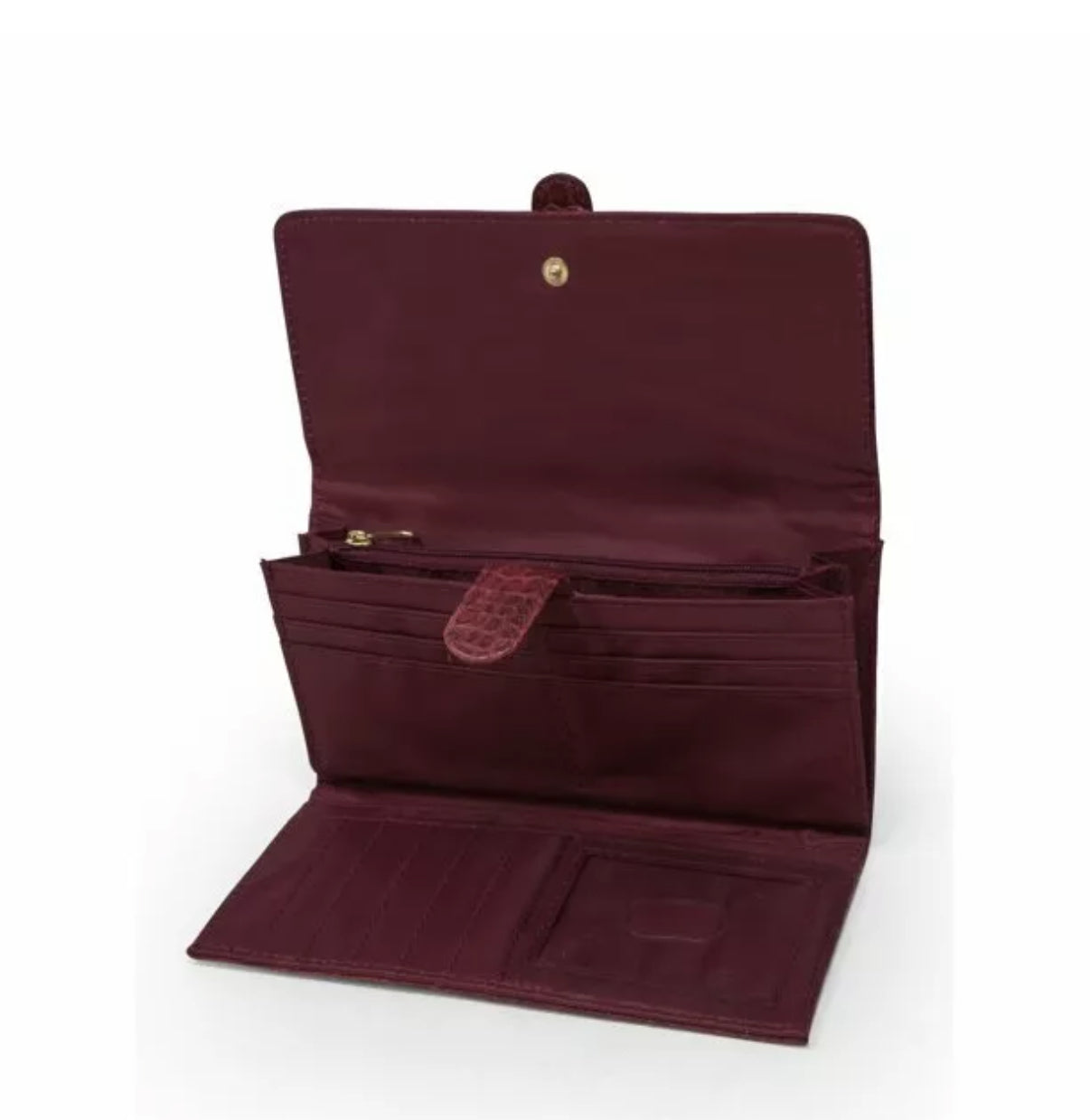 Time And Tru Women's Piper Filemaster Wallet Clutch Oxblood Snap Closure