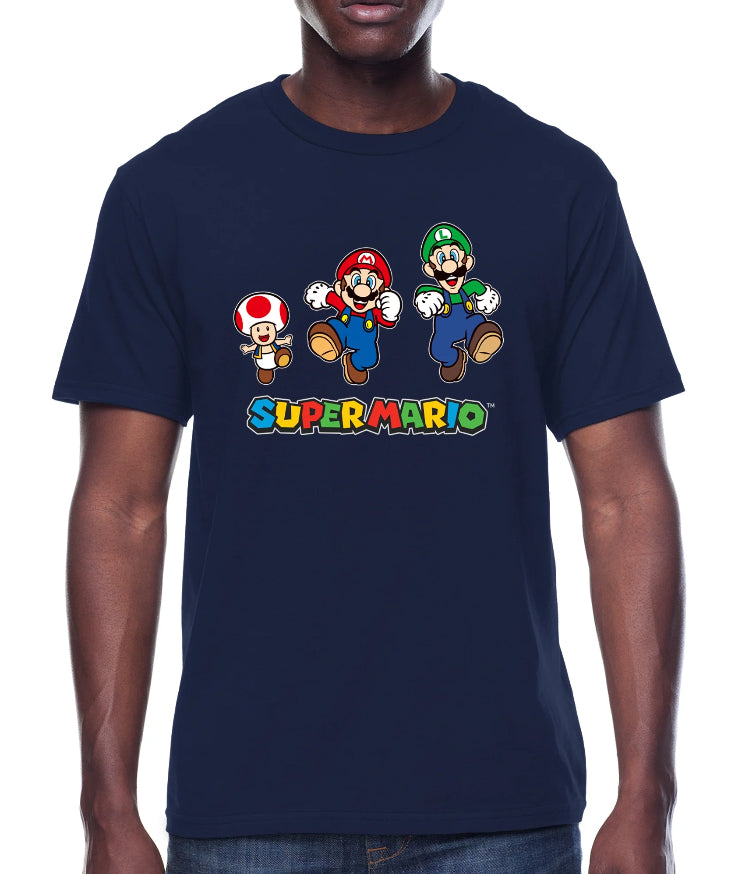 Super Mario, Men's & Big Men's Graphic Crew Neck T-Shirt, Run Group.
