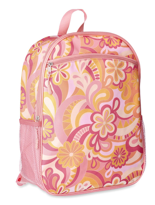 Wonder Nation 16" Backpack, Floral Swirl Pale Peach